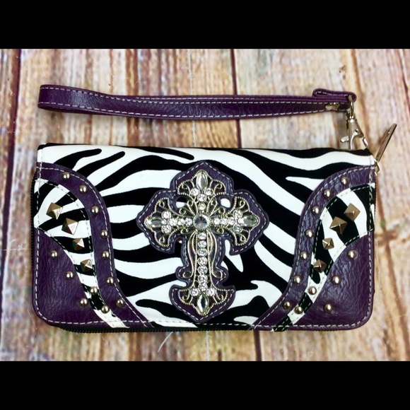Zebra Print cross wallet